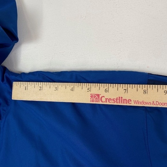 Adidas XL Blue Windbreaker Hooded 1/2 Zip Pullover‎ 3 Stripe Jacket - Picture 5 of 10